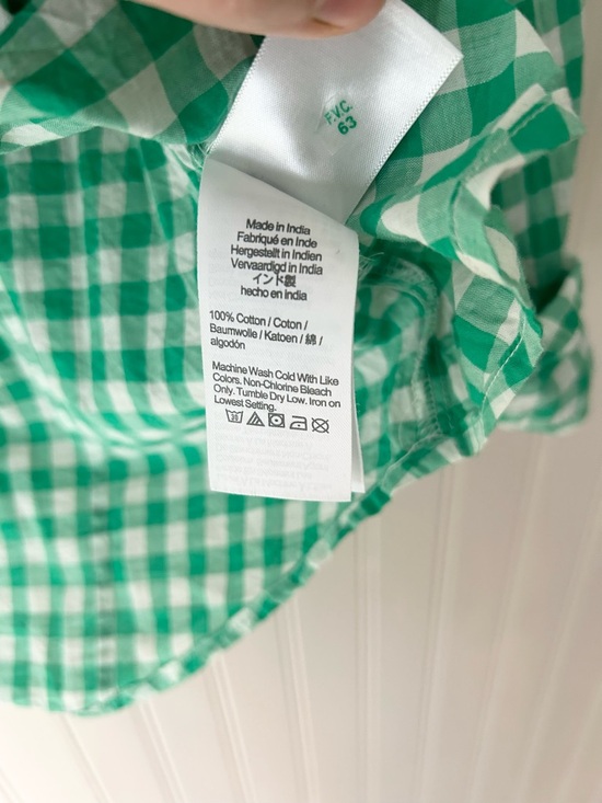 J. Crew Medium Green and White Gingham Long Sleeve Button-Down Shirt - Picture 4 of 7